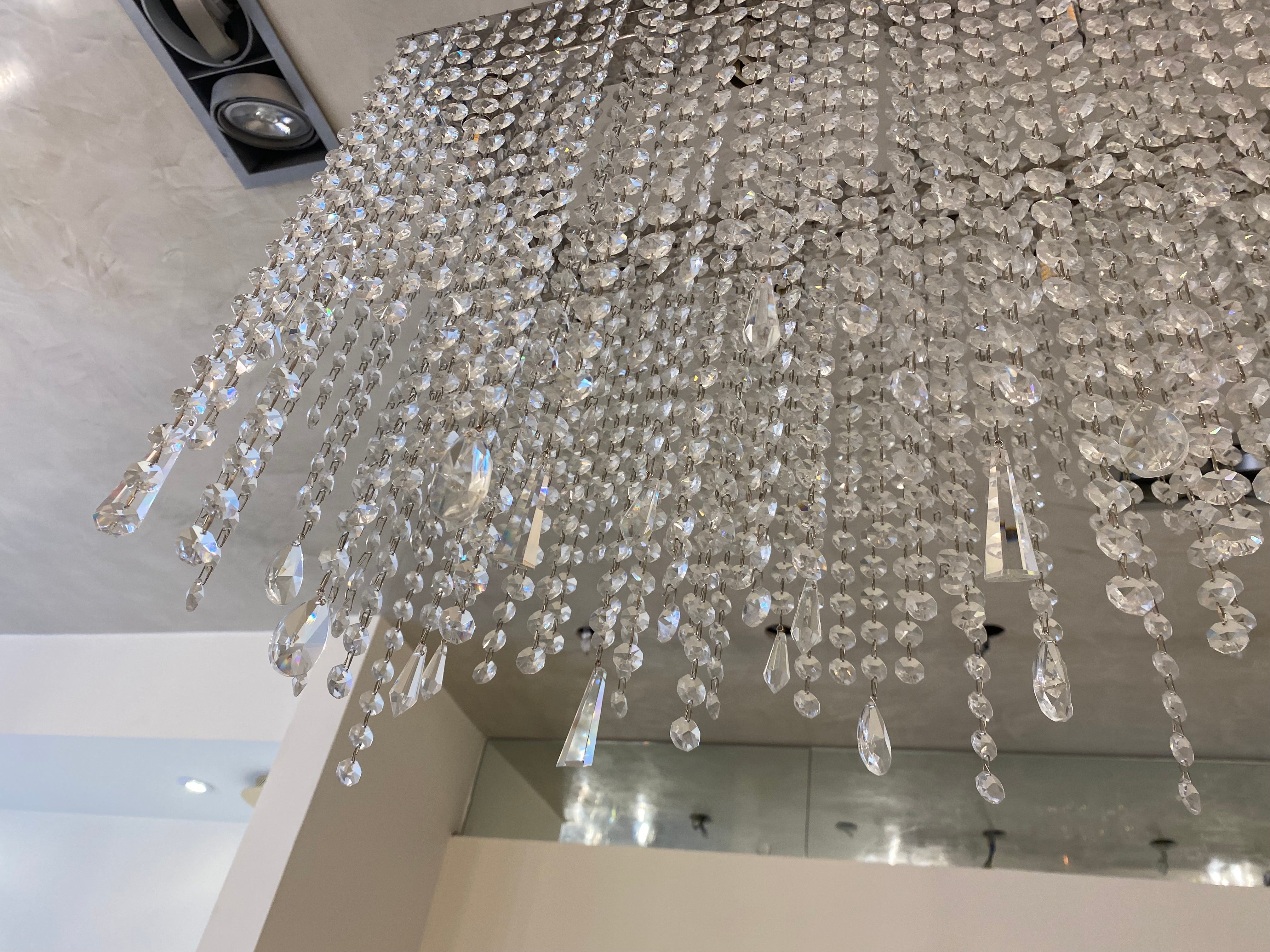 20 Light Long Crystal Chandelier (Chrome) - L17 744/20/1-A, 3, 3-K; F 2 coat, Ni - Glass LPS (Ex-Display) - Luxury Lighting Boutique