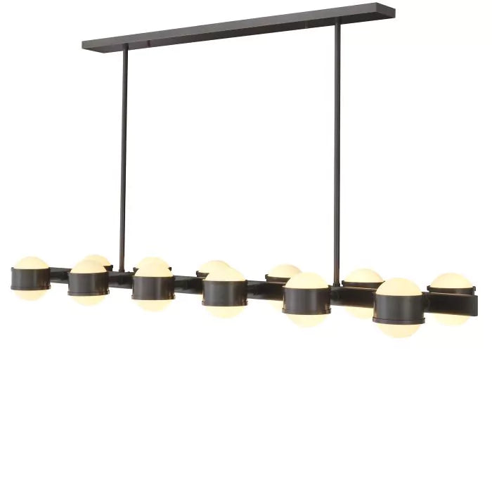 Aldo Modern Chandelier - (Bronze Highlight Finish | White Glass) - Eichholtz - Luxury Lighting Boutique
