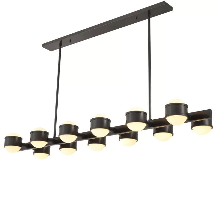 Aldo Modern Chandelier - (Bronze Highlight Finish | White Glass) - Eichholtz - Luxury Lighting Boutique