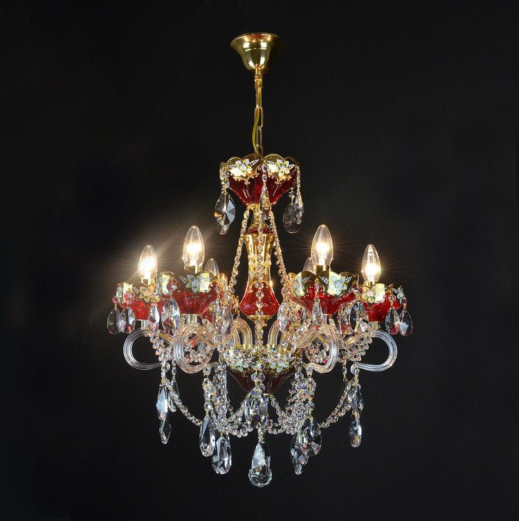Amore 6 Crystal Glass Chandelier (Gold/Silver) - Wranovsky - Luxury Lighting BoutiqueTraditional Crystal ChandeliersWranovsky