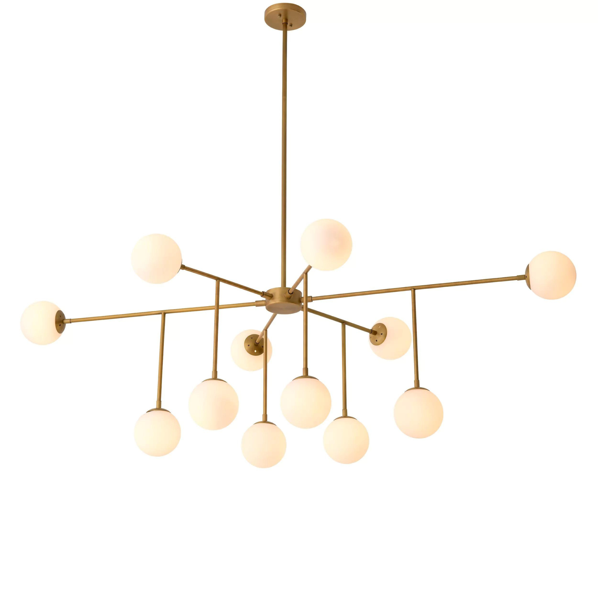 Aram Chandelier (Antique Brass Finish & White Glass) - Eichholtz - Luxury Lighting Boutique