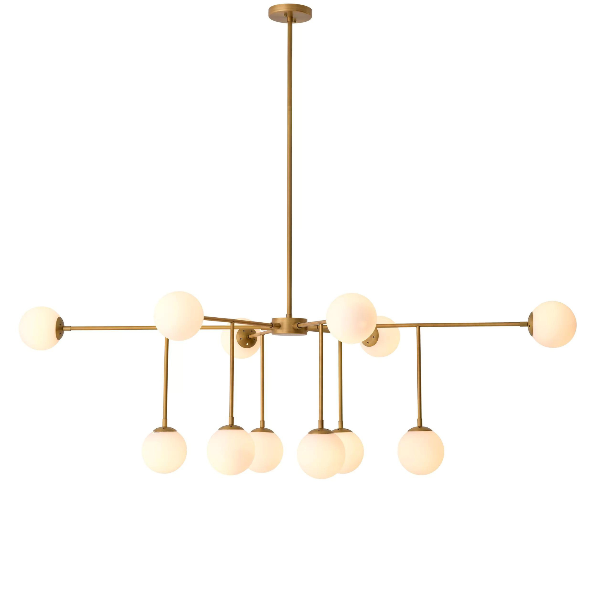 Aram Chandelier (Antique Brass Finish & White Glass) - Eichholtz - Luxury Lighting Boutique