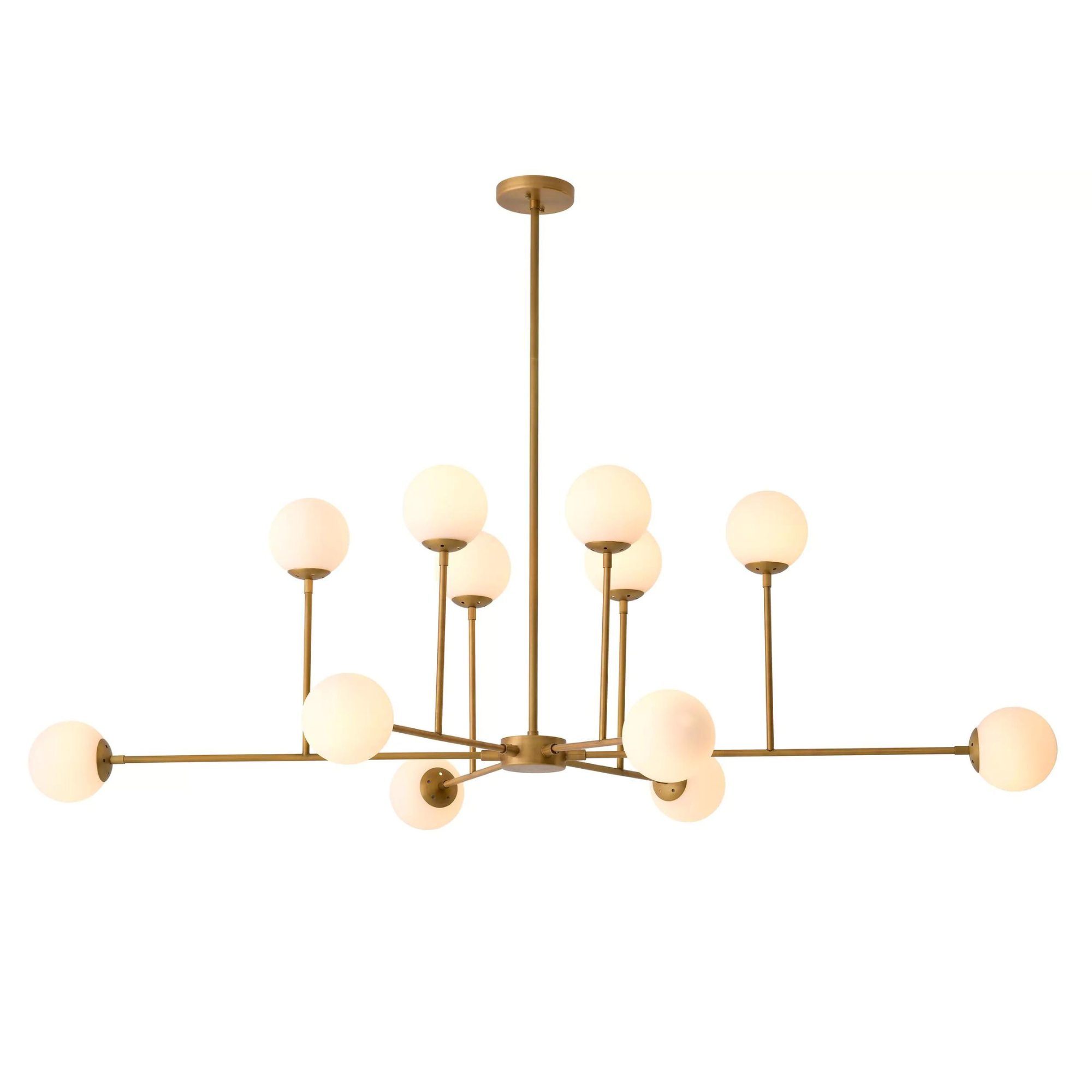 Aram Chandelier (Antique Brass Finish & White Glass) - Eichholtz - Luxury Lighting Boutique