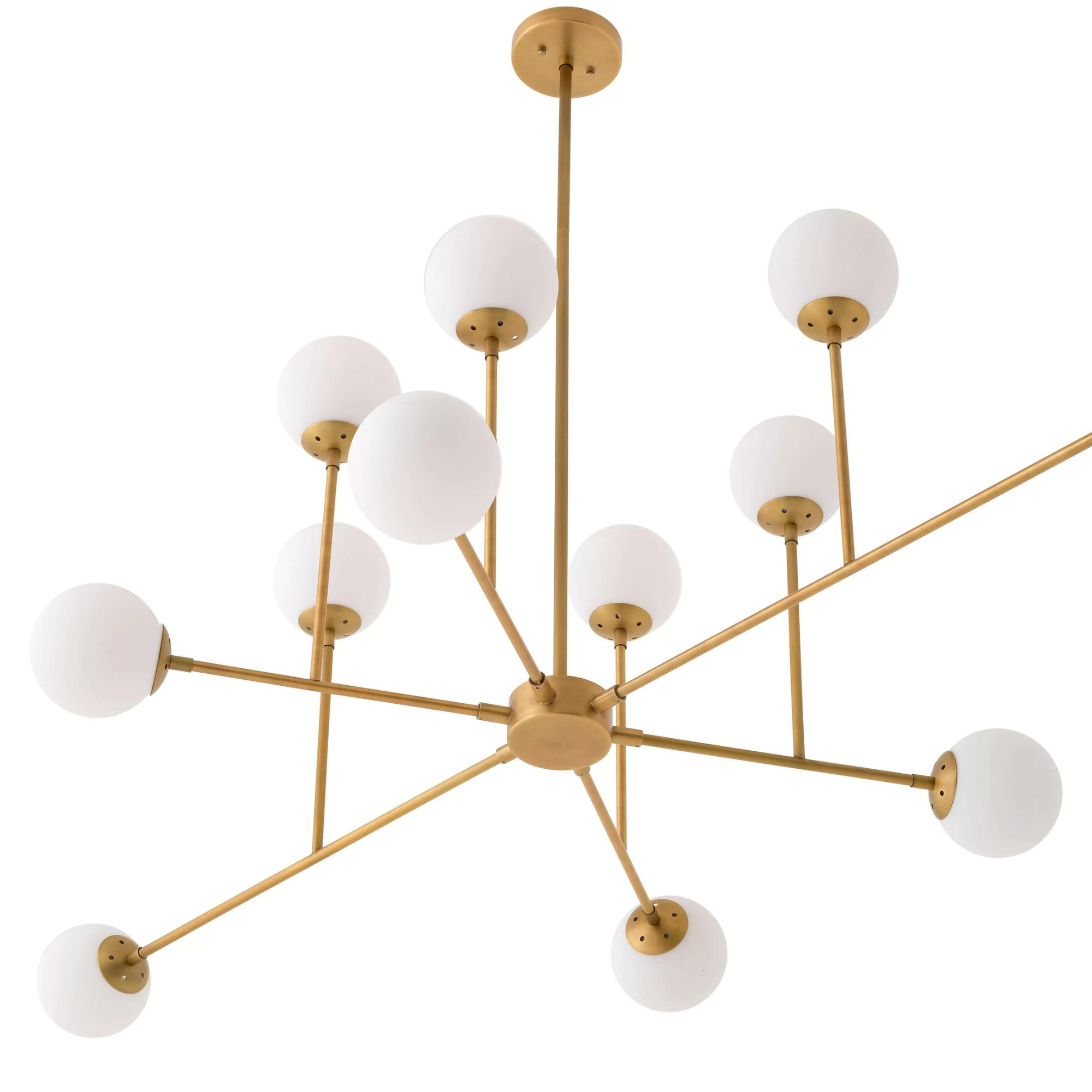 Aram Chandelier (Antique Brass Finish & White Glass) - Eichholtz - Luxury Lighting Boutique