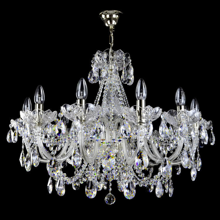 Aristocratico 12 Crystal Glass Chandelier (Alpha Gold/Silver) - Wranovsky - Luxury Lighting Boutique