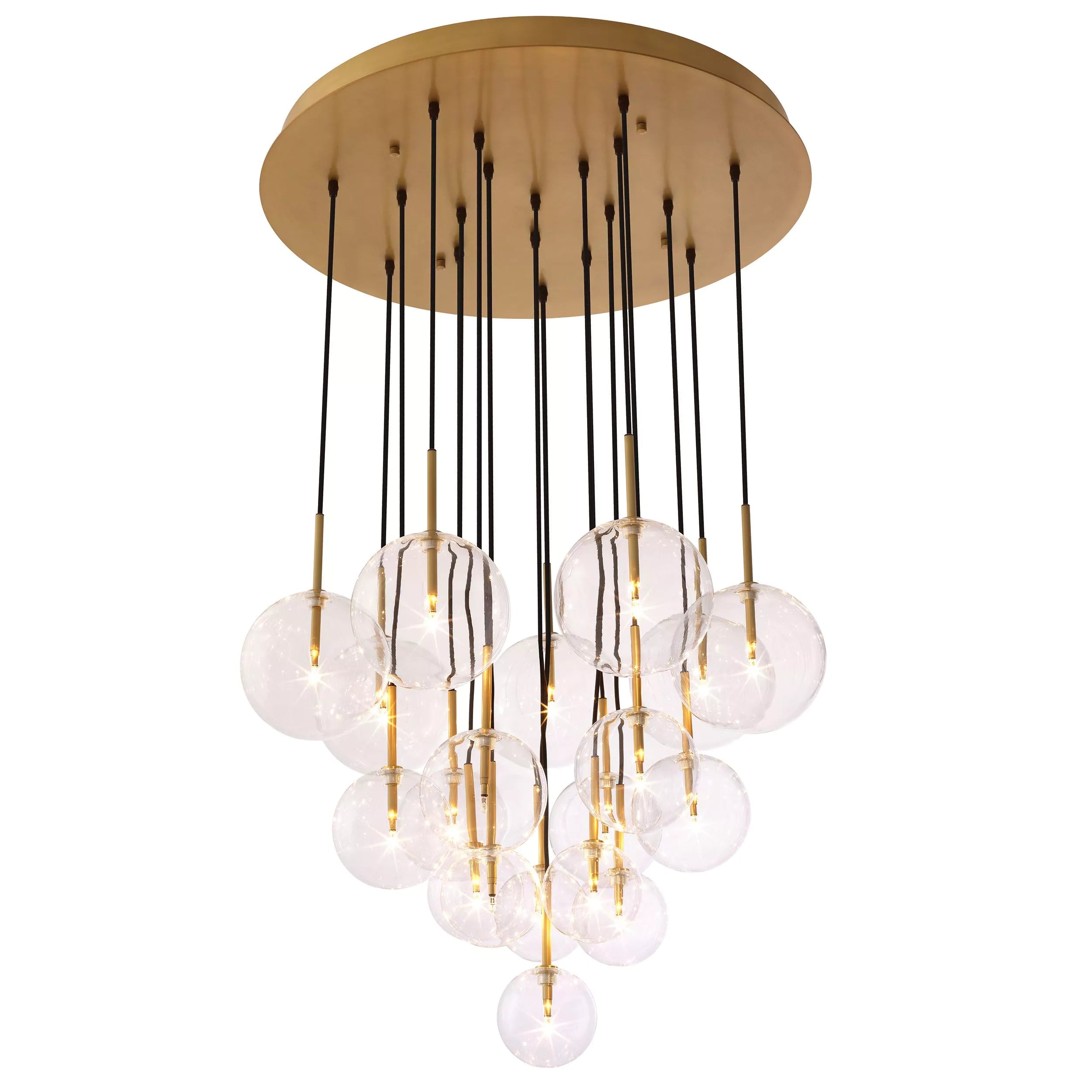 Aulani Modern Brass Chandelier - (Antique Brass Finish | Clear Glass) - Eichholtz - Luxury Lighting Boutique