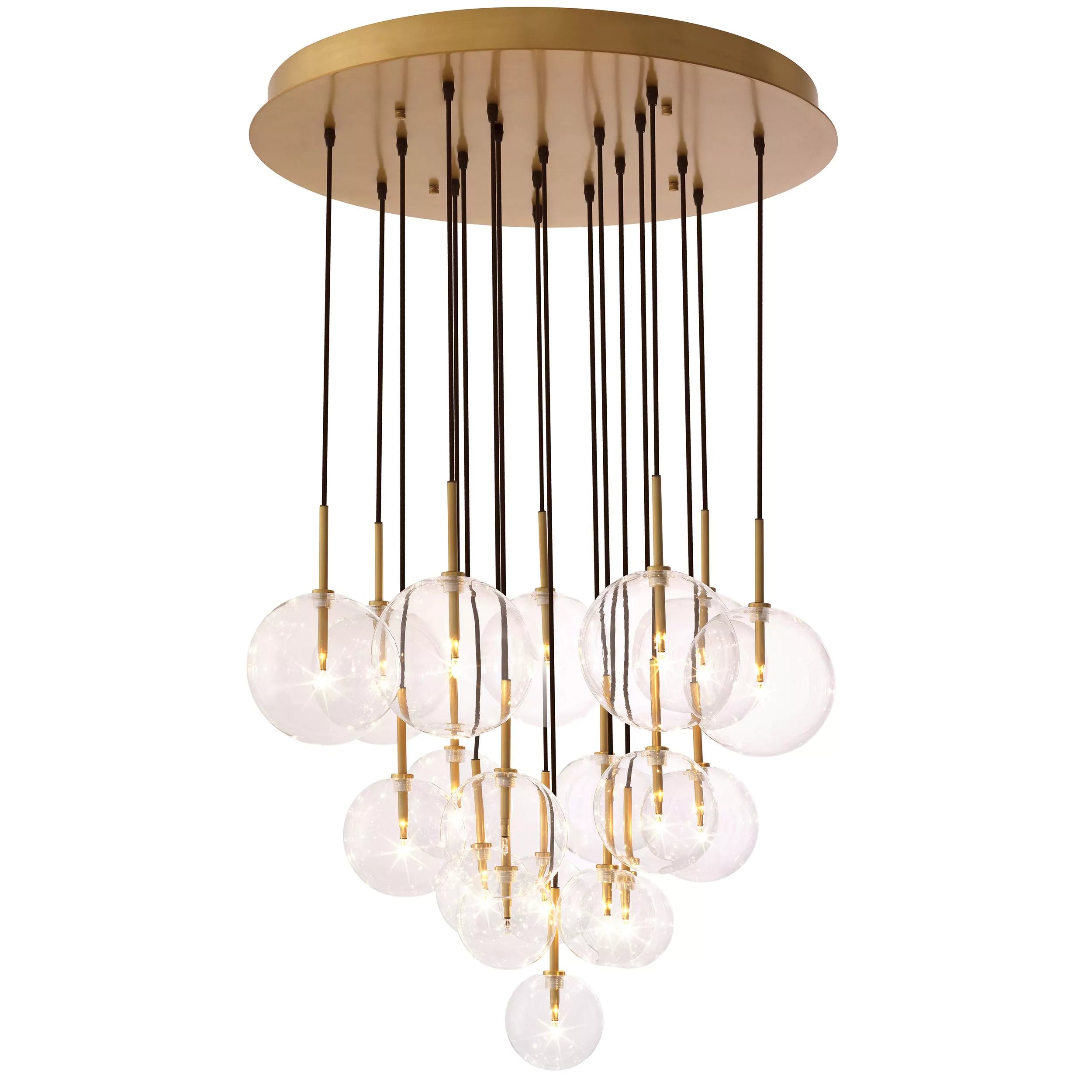 Aulani Modern Brass Chandelier - (Antique Brass Finish | Clear Glass) - Eichholtz - Luxury Lighting Boutique