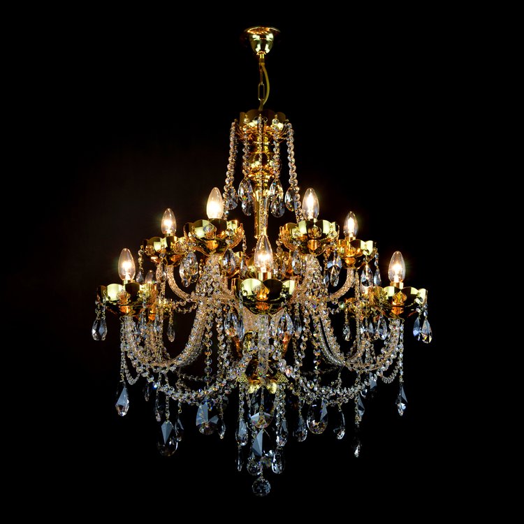 Aurum 12 Crystal Glass Chandelier (Gold/Silver) - Wranovsky - Luxury Lighting Boutique