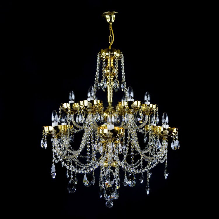 Aurum 12 Crystal Glass Chandelier (Gold/Silver) - Wranovsky - Luxury Lighting BoutiqueWranovsky