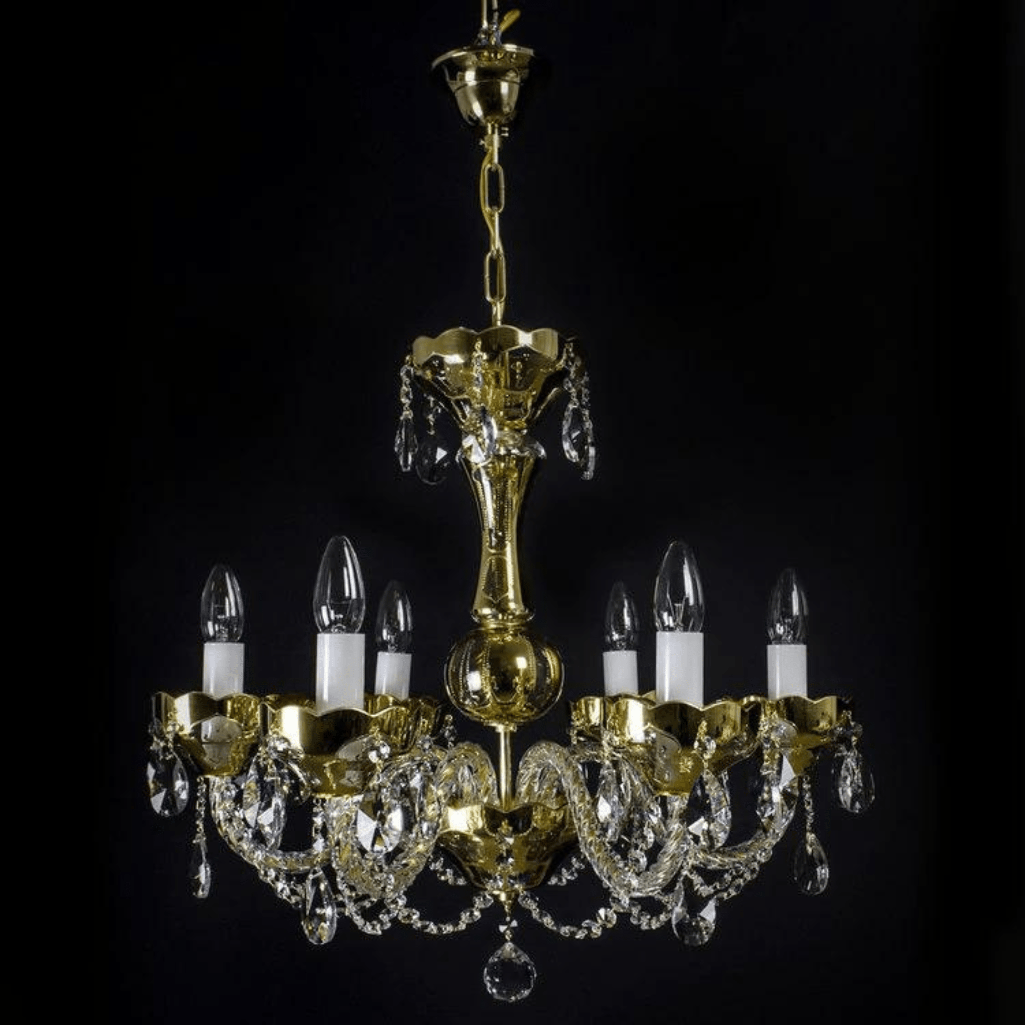Aurum 6 Crystal Glass Chandelier (Gold/Silver) - Wranovsky - Luxury Lighting BoutiqueWranovsky