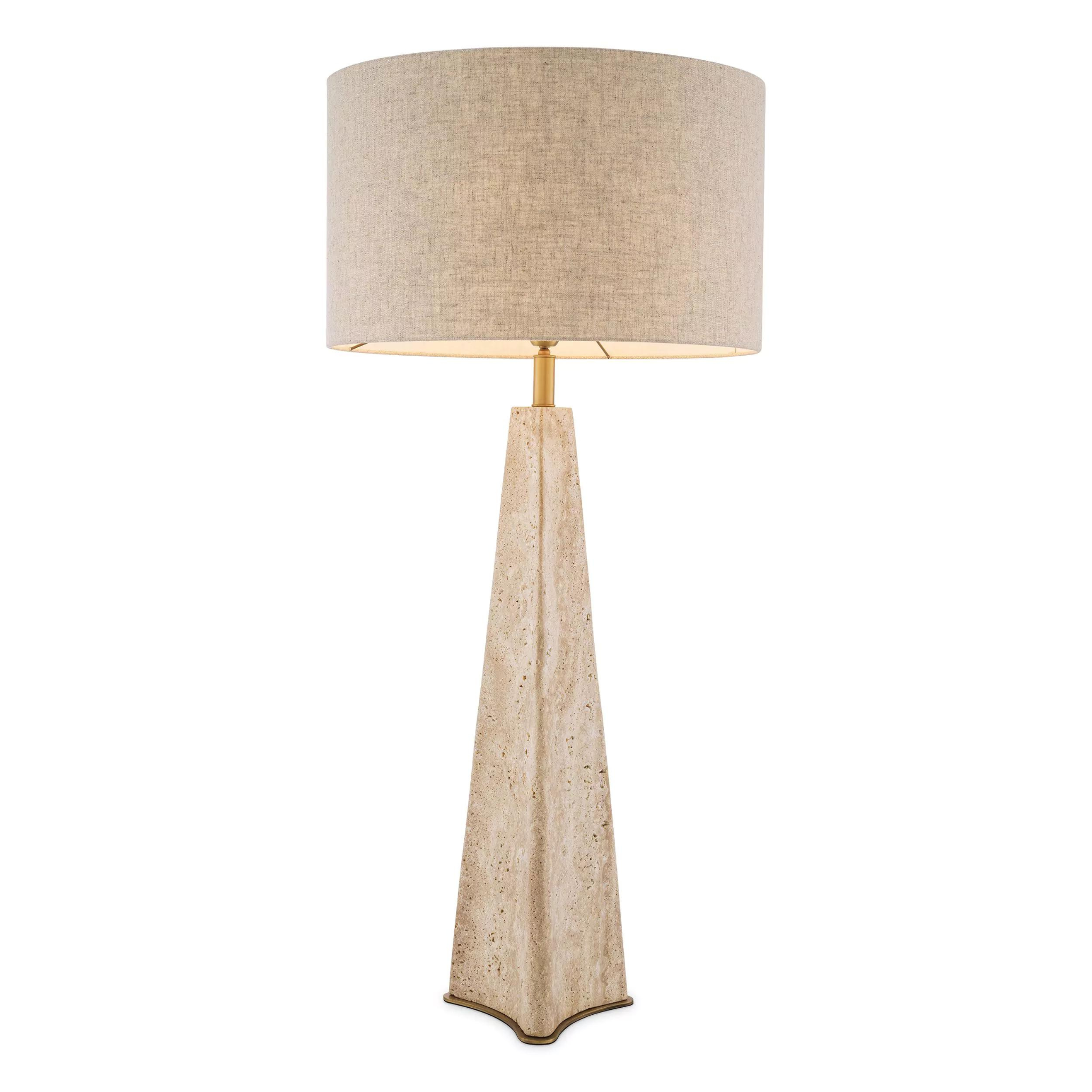 Benson (Travertine/Honed White Marble) Table Lamp - Eichholtz - Luxury Lighting Boutique