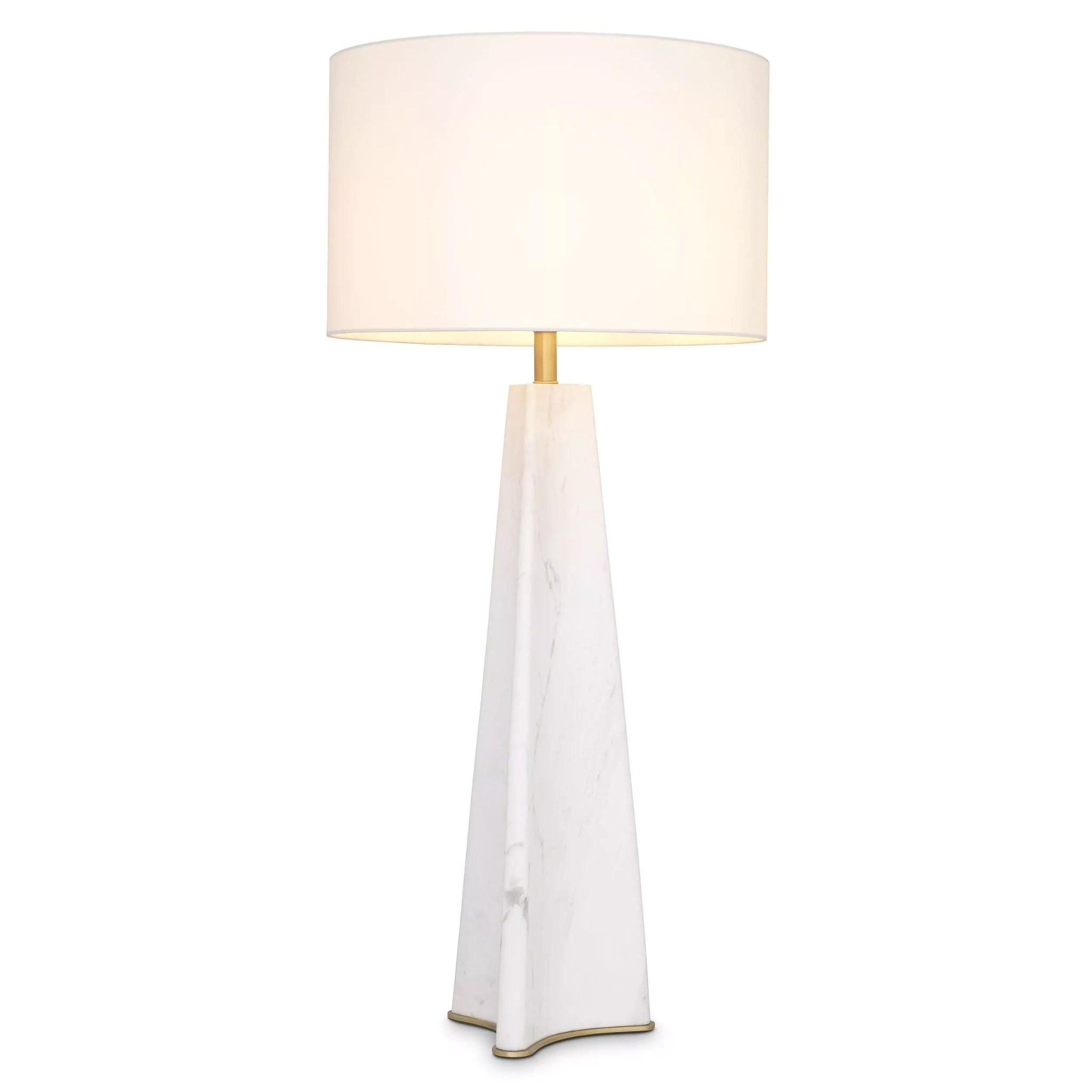 Benson (Travertine/Honed White Marble) Table Lamp - Eichholtz - Luxury Lighting Boutique