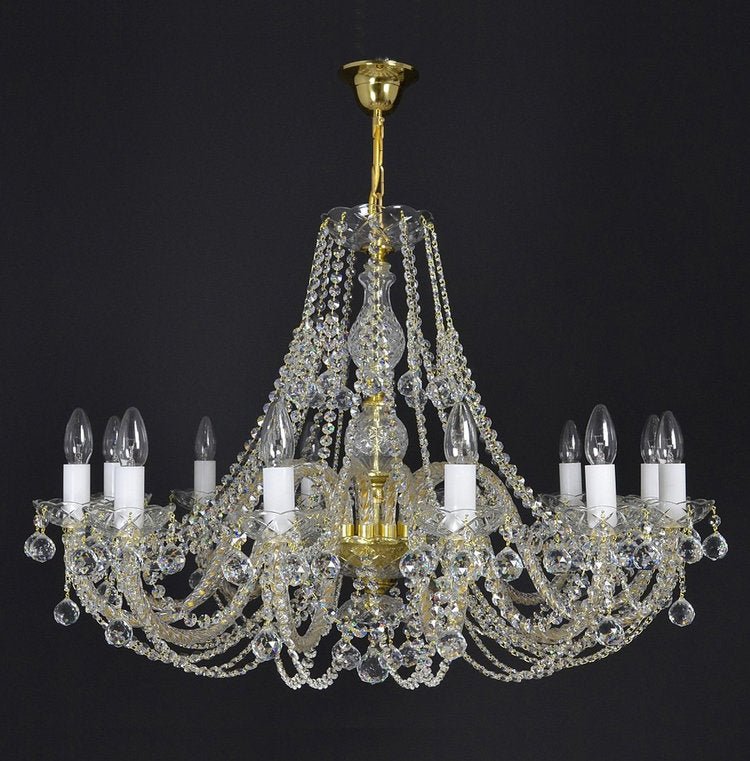 Brillante 12 Crystal Glass Chandelier (Alpha Gold/Silver) - Wranovsky - Luxury Lighting BoutiqueWranovsky