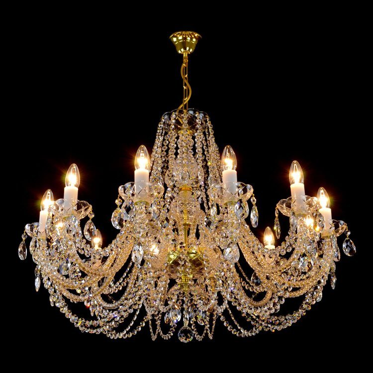 Brillante 12 Crystal Glass Chandelier (Gold/Silver) - Wranovsky - Luxury Lighting BoutiqueWranovsky
