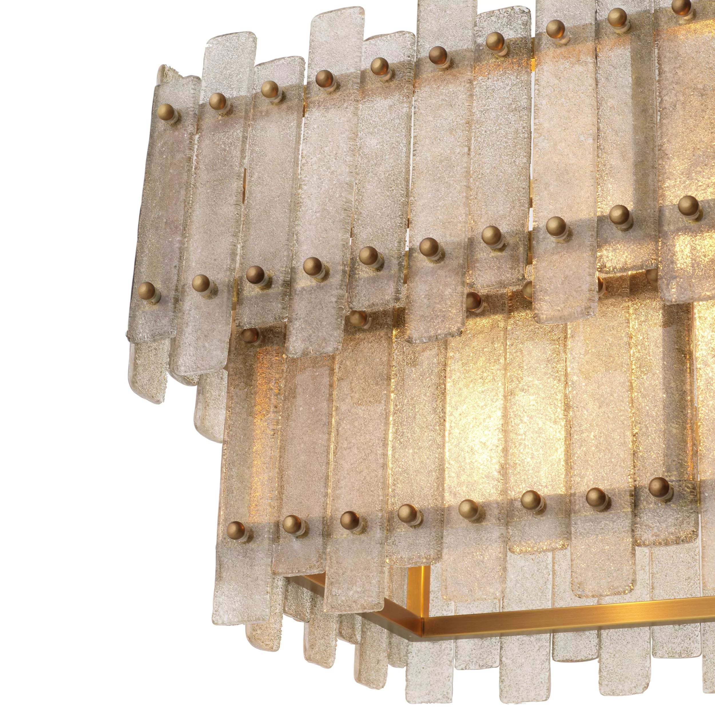 Caprera Rectangular Chandelier (Antique Brass Finish, Hand Blown Glass) - Eichholtz - Luxury Lighting Boutique