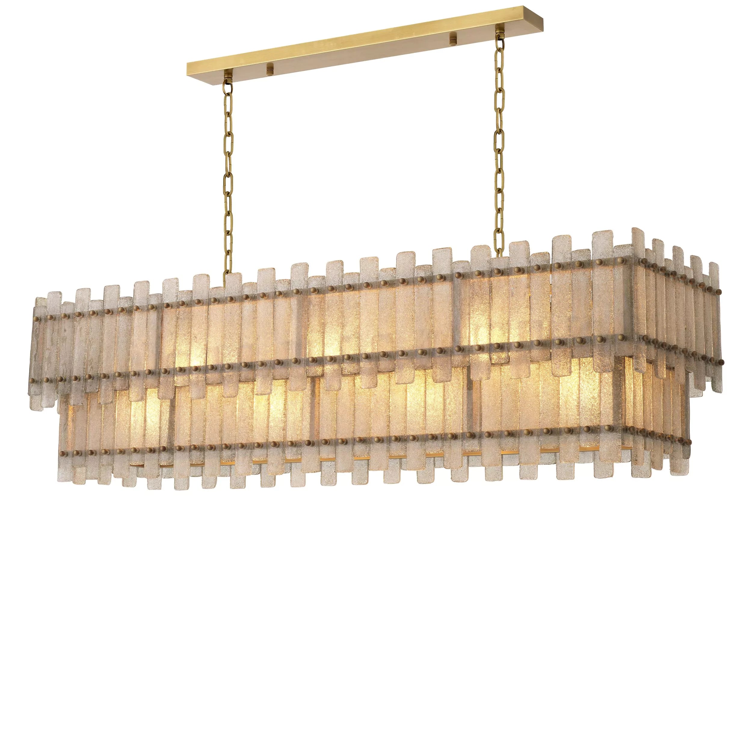 Caprera Rectangular Chandelier (Antique Brass Finish, Hand Blown Glass) - Eichholtz - Luxury Lighting Boutique