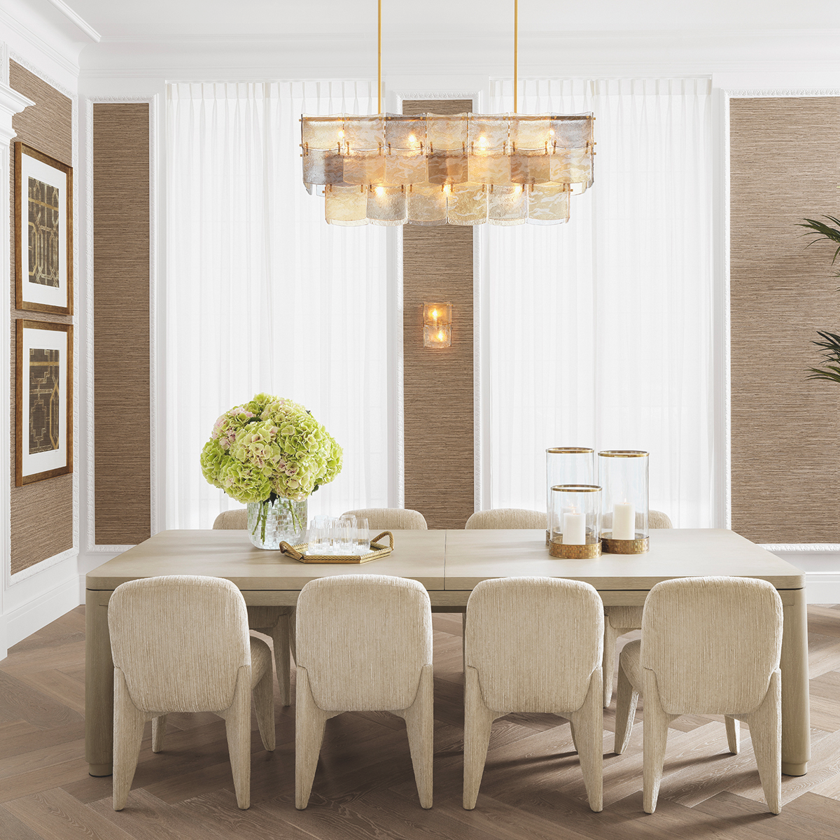 "Chandelier Laurent Rectangular by Eichholtz, elegant and sophisticated lighting fixture"