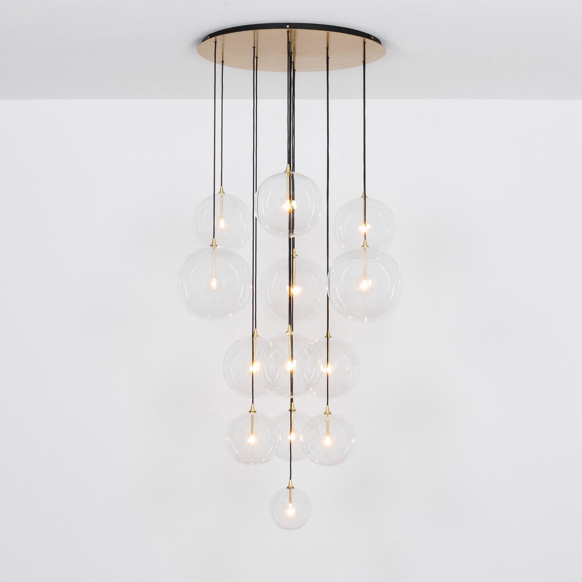 Cluster Mix 13 Light Modern Brass Chandelier - Schwung - Luxury Lighting Boutique