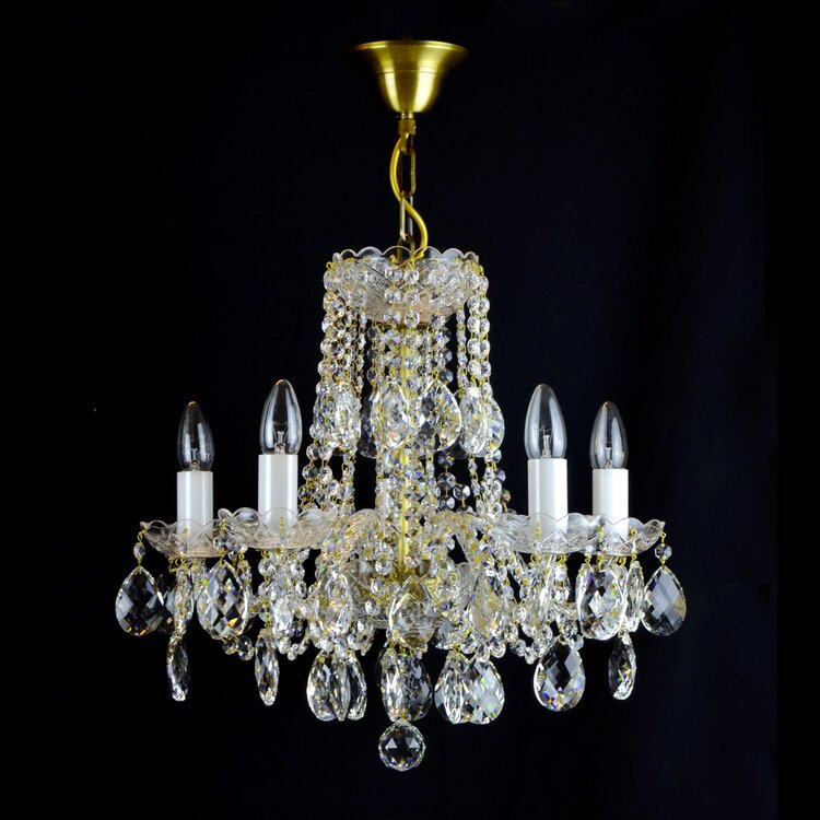 Corona 5 Crystal Glass Chandelier (Gold/Silver) - Wranovsky - Luxury Lighting Boutique