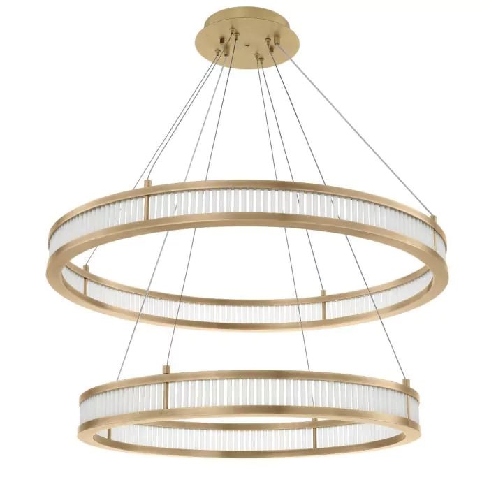 Damien Double Modern Chandelier - Antique Brass & Frosted Glass - Eichholtz - Luxury Lighting BoutiqueBrass/Metal ChandeliersEichholtz