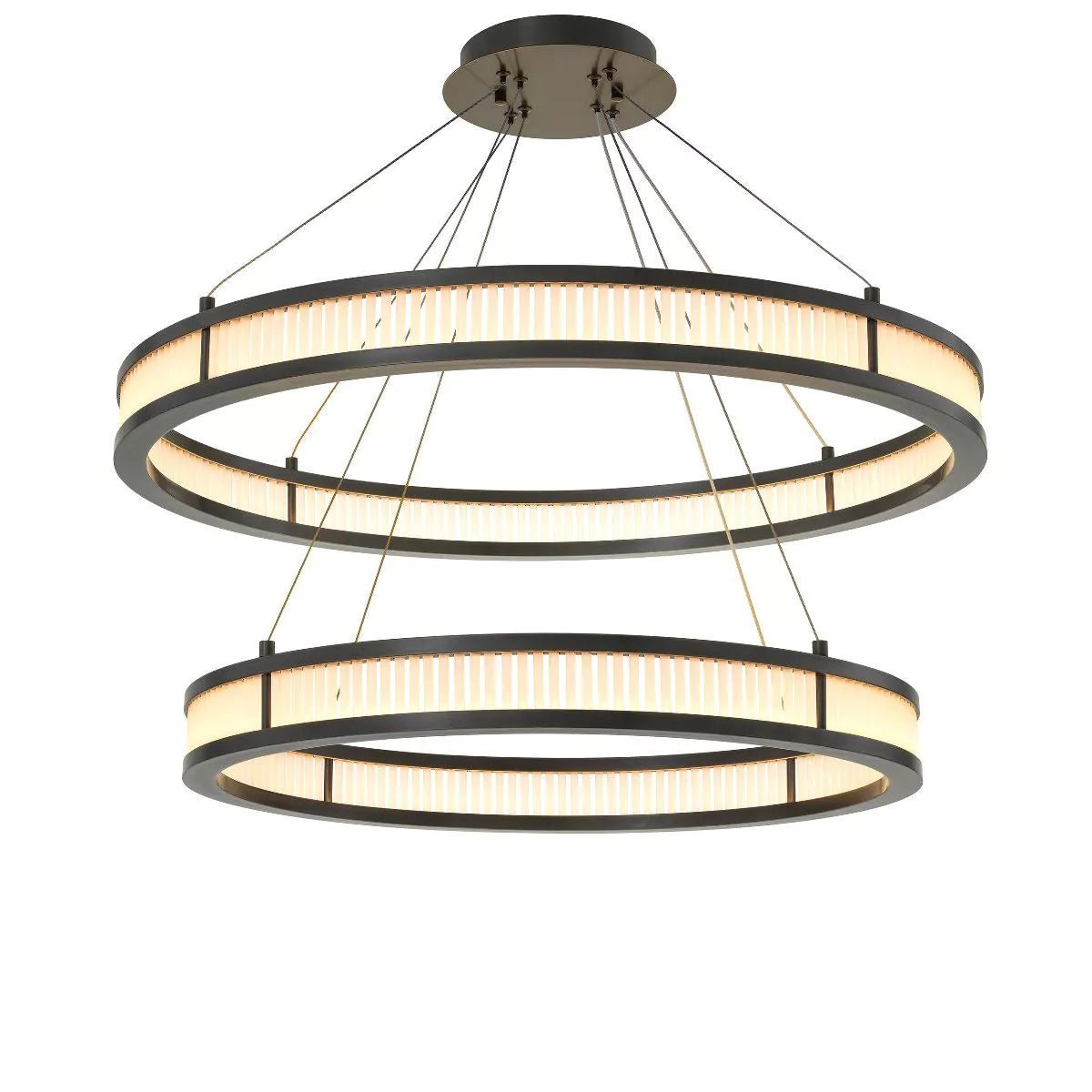 Damien Double Modern Chandelier - Bronze Highlight & Frosted Glass - Eichholtz - Luxury Lighting BoutiqueModern Crystal ChandeliersEichholtz