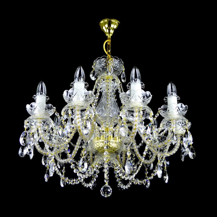 De Luxe 10 Crystal Glass Chandelier (Gold/Silver) - Wranovsky - Luxury Lighting BoutiqueWranovsky