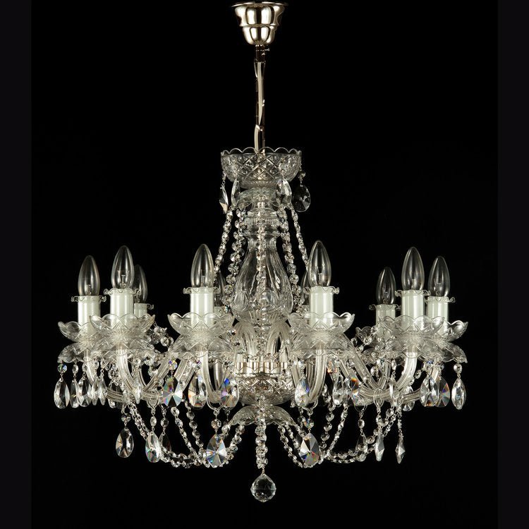 De Luxe 10 Crystal Glass Chandelier (Gold/Silver) - Wranovsky - Luxury Lighting BoutiqueWranovsky