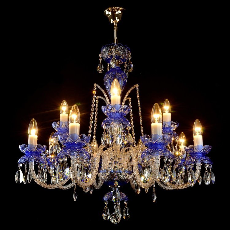 De Luxe 12 Crystal Glass Chandelier (Gold/Silver) - Wranovsky - Luxury Lighting BoutiqueWranovsky