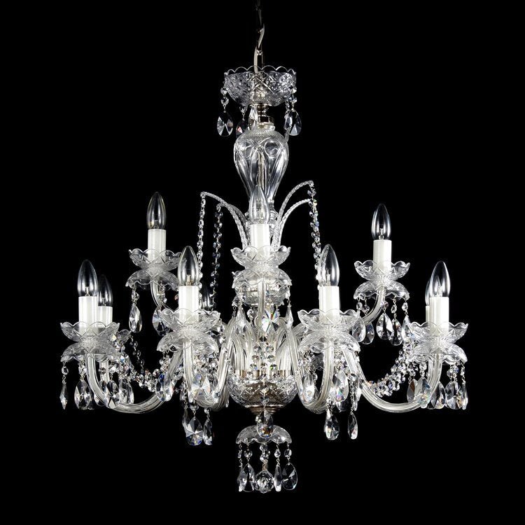 De Luxe 12 Crystal Glass Chandelier (Gold/Silver) - Wranovsky - Luxury Lighting BoutiqueWranovsky
