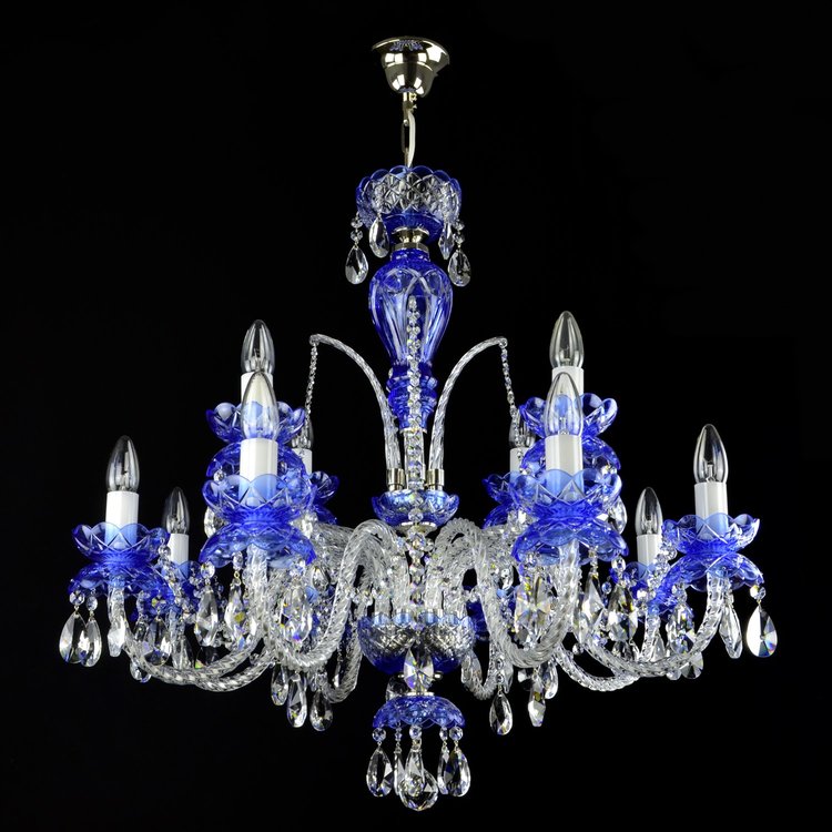 De Luxe 12 Crystal Glass Chandelier (Gold/Silver) - Wranovsky - Luxury Lighting Boutique