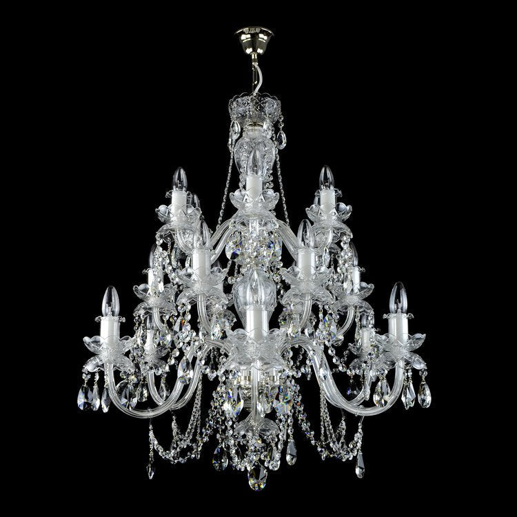 De Luxe 18 Crystal Glass Chandelier (Gold/Silver) - Wranovsky - Luxury Lighting Boutique