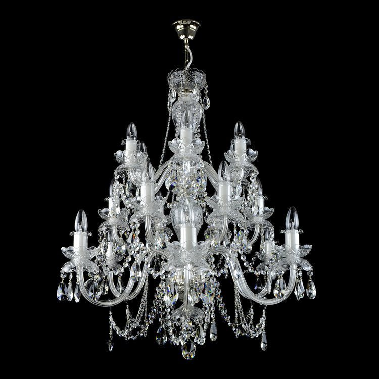 De Luxe 18 Crystal Glass Chandelier (Gold/Silver) - Wranovsky - Luxury Lighting BoutiqueWranovsky