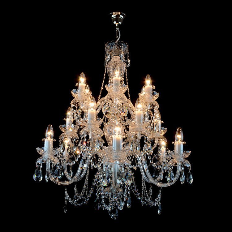 De Luxe 18 Crystal Glass Chandelier (Gold/Silver) - Wranovsky - Luxury Lighting BoutiqueWranovsky