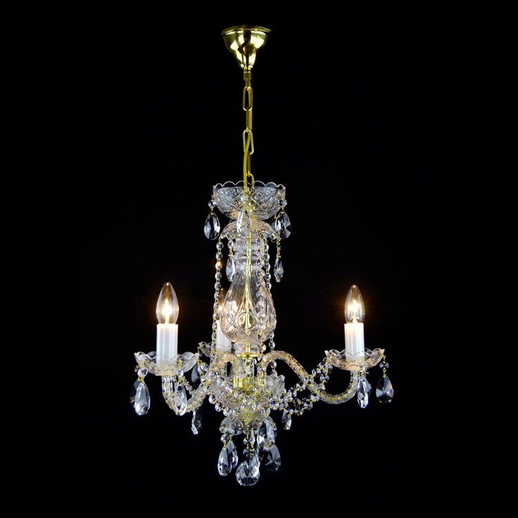 De Luxe 3 Crystal Glass Chandelier (Gold/Silver) - Wranovsky - Luxury Lighting BoutiqueWranovsky