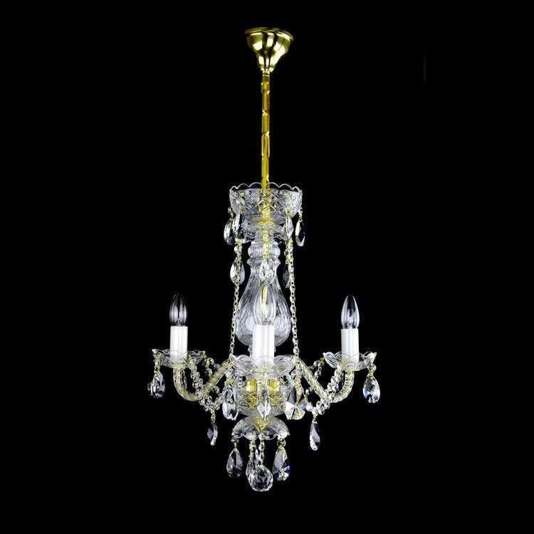 De Luxe 3 Crystal Glass Chandelier (Gold/Silver) - Wranovsky - Luxury Lighting BoutiqueWranovsky
