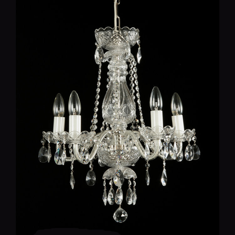 De Luxe 5 Crystal Glass Chandelier (Gold/Silver) - Wranovsky - Luxury Lighting Boutique
