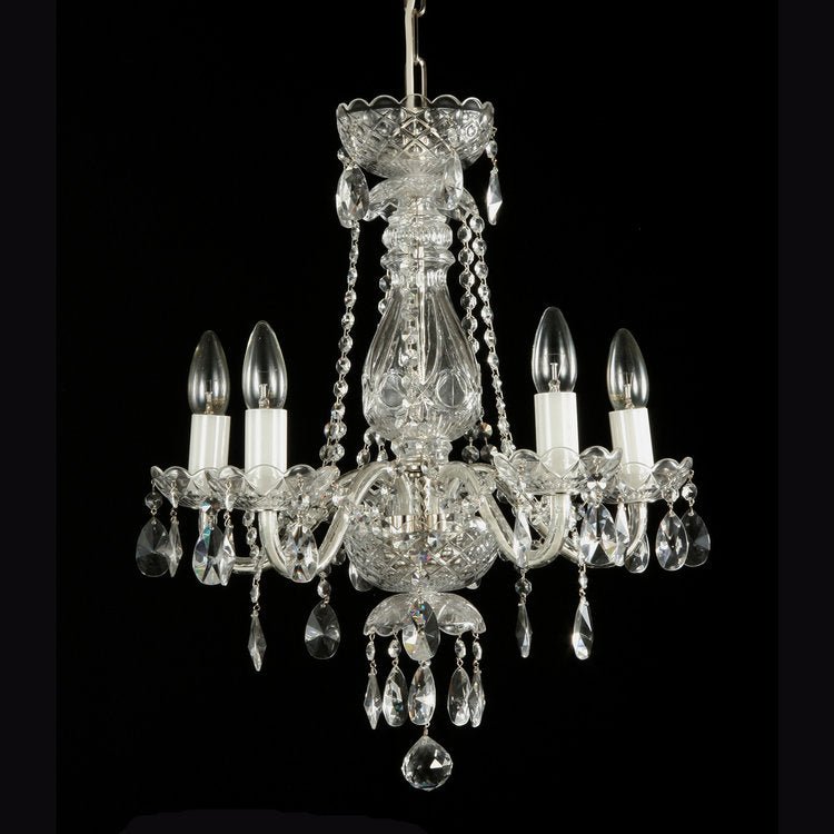 De Luxe 5 Crystal Glass Chandelier (Gold/Silver) - Wranovsky - Luxury Lighting BoutiqueWranovsky