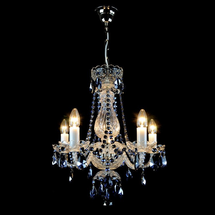 De Luxe 5 Crystal Glass Chandelier (Gold/Silver) - Wranovsky - Luxury Lighting BoutiqueWranovsky