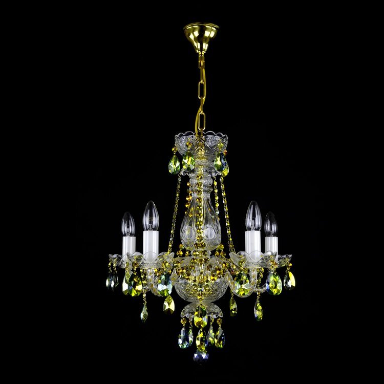 De Luxe 5 Crystal Glass Chandelier (Gold/Silver) - Wranovsky - Luxury Lighting BoutiqueWranovsky