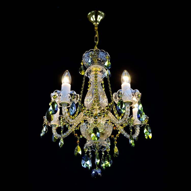 De Luxe 5 Crystal Glass Chandelier (Gold/Silver) - Wranovsky - Luxury Lighting BoutiqueWranovsky