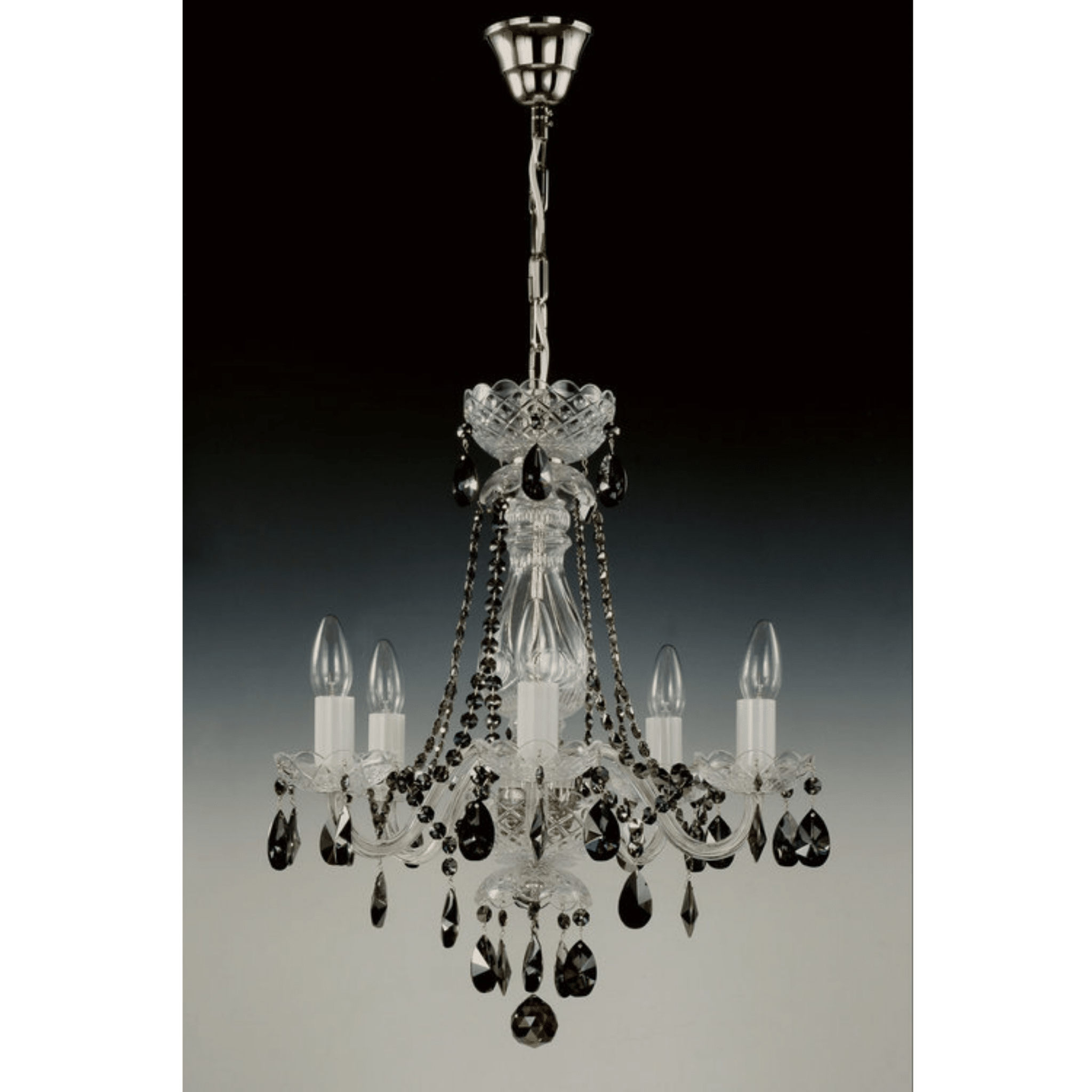 De Luxe 5 Crystal Glass Chandelier (Gold/Silver) - Wranovsky - Luxury Lighting BoutiqueWranovsky