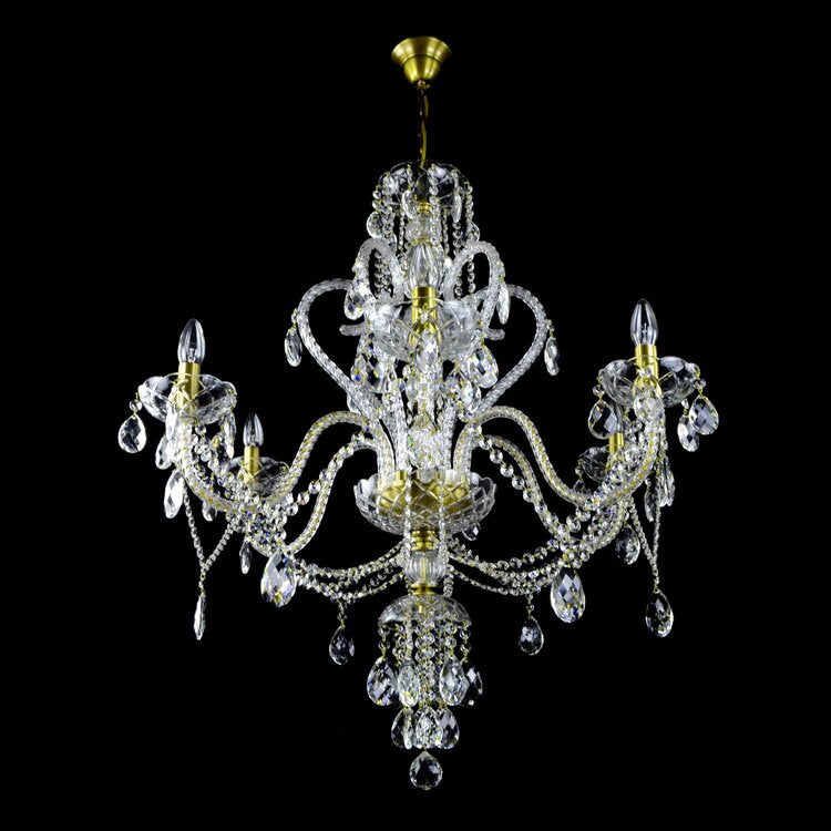 Del Cigno 6 Crystal Glass Chandelier (Gold/Silver) - Wranovsky - Luxury Lighting Boutique