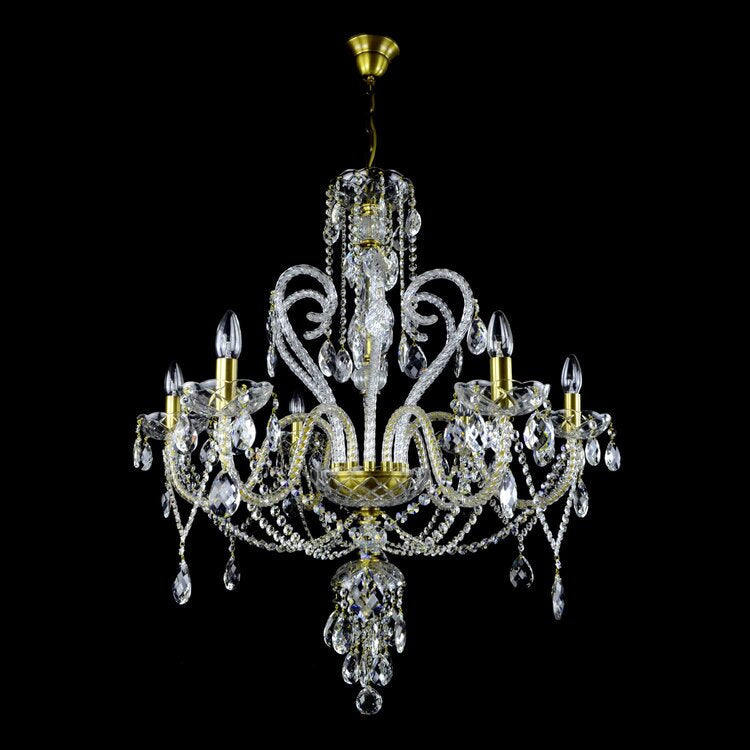 Del Cigno 6 Crystal Glass Chandelier (Gold/Silver) - Wranovsky - Luxury Lighting Boutique