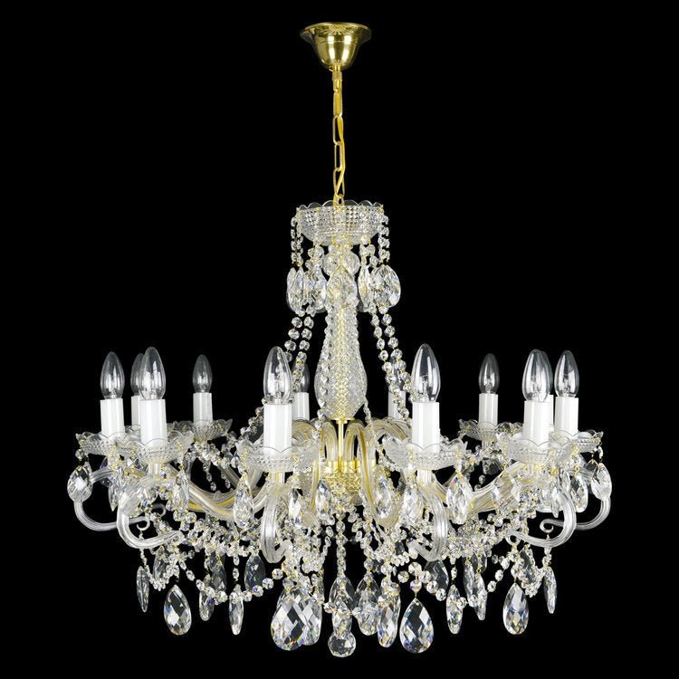 Diamant 12 Crystal Glass Chandelier (Gold/Silver) - Wranovsky - Luxury Lighting BoutiqueTraditional Crystal ChandeliersWranovsky
