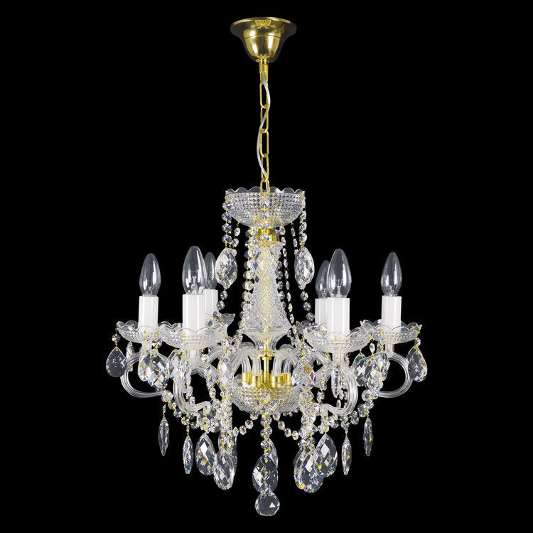 Diamant 6 Crystal Glass Chandelier (Gold/Silver) - Wranovsky - Luxury Lighting Boutique