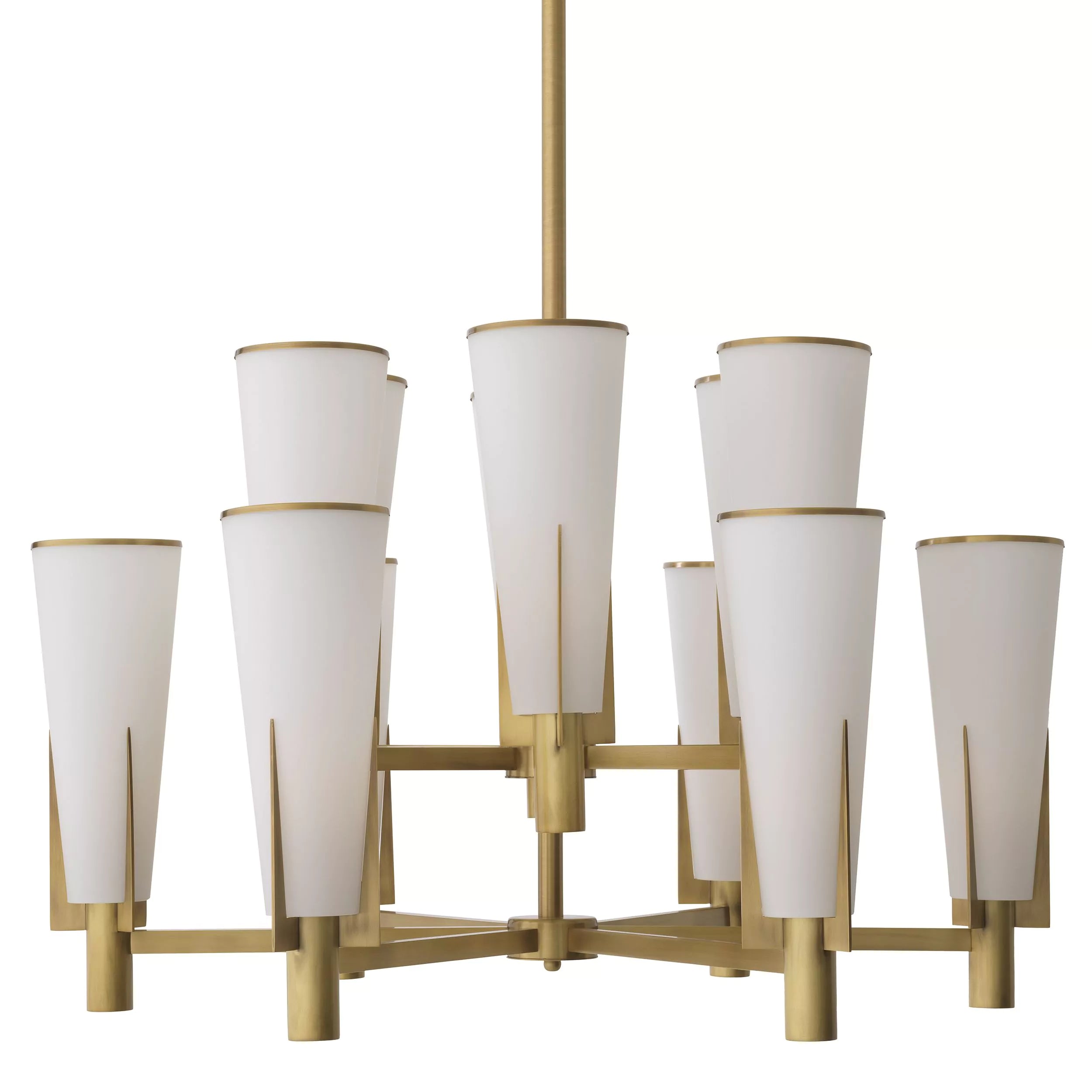 Dino Double Modern Brass Chandelier - (Antique Brass Finish/White Glass) - Eichholtz - Luxury Lighting Boutique