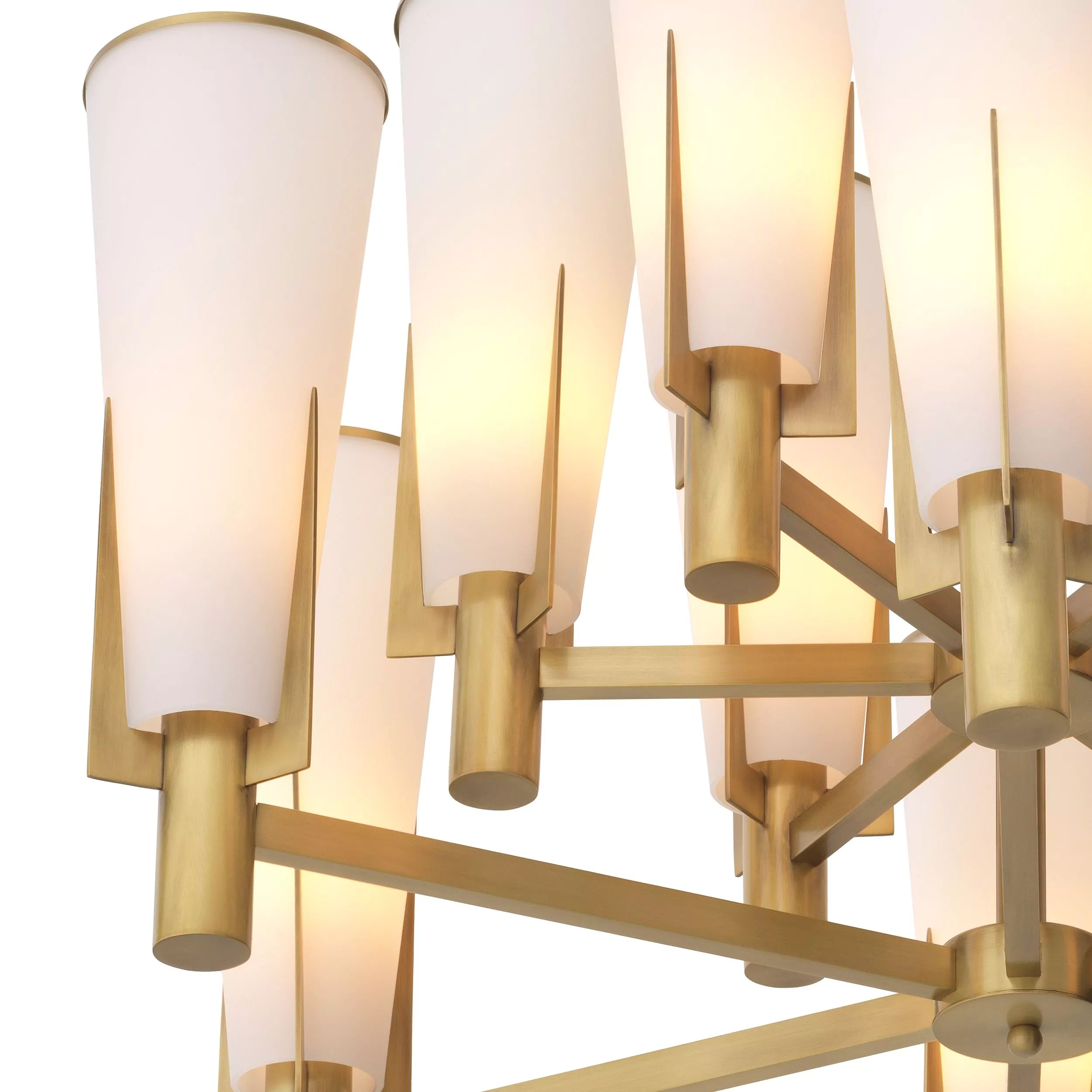 Dino Double Modern Brass Chandelier - (Antique Brass Finish/White Glass) - Eichholtz - Luxury Lighting Boutique