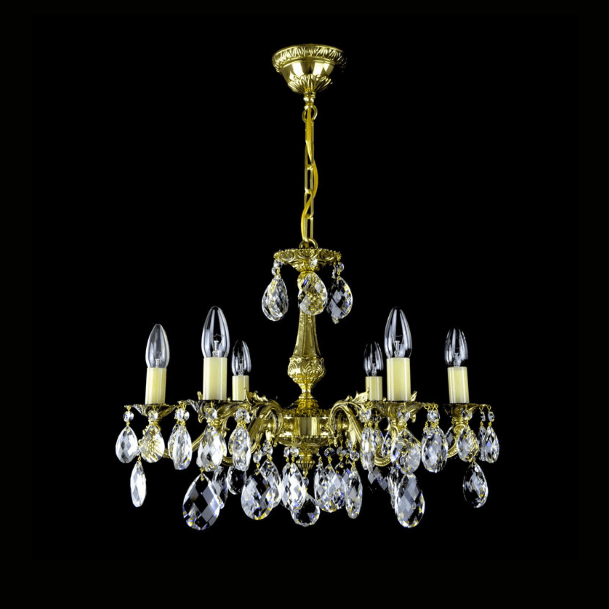 Draco 6 Crystal Glass Chandelier - Wranovsky - Luxury Lighting BoutiqueBrass/Metal ChandeliersWranovsky
