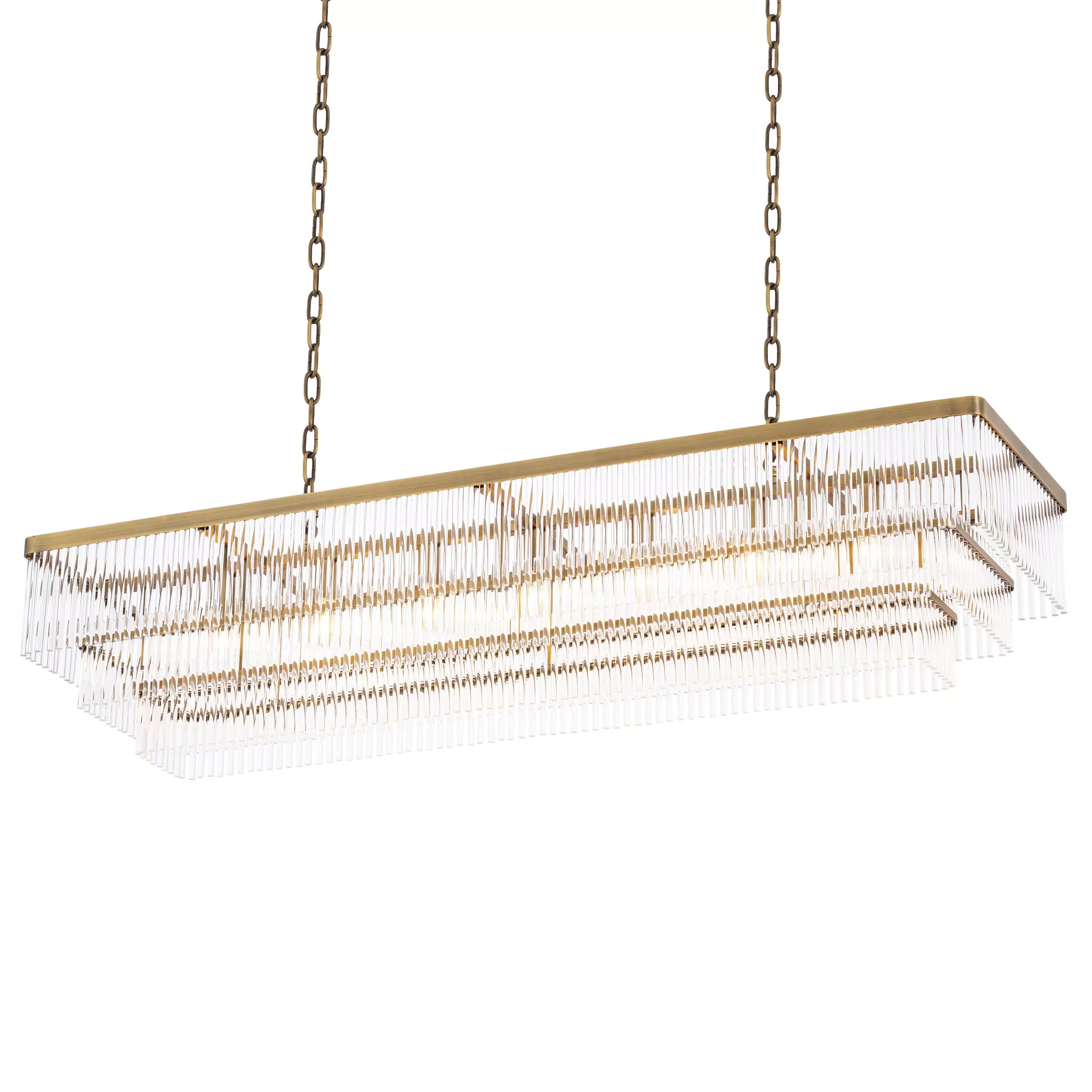 East Rectangle Modern Brass Glass Chandelier - Eichholtz - Luxury Lighting Boutique