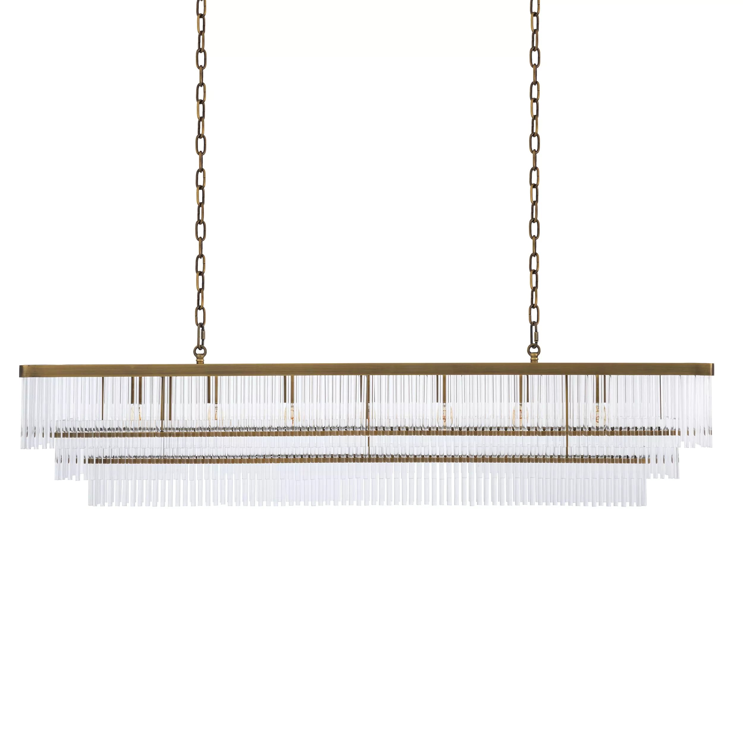 East Rectangle Modern Brass Glass Chandelier - Eichholtz - Luxury Lighting Boutique